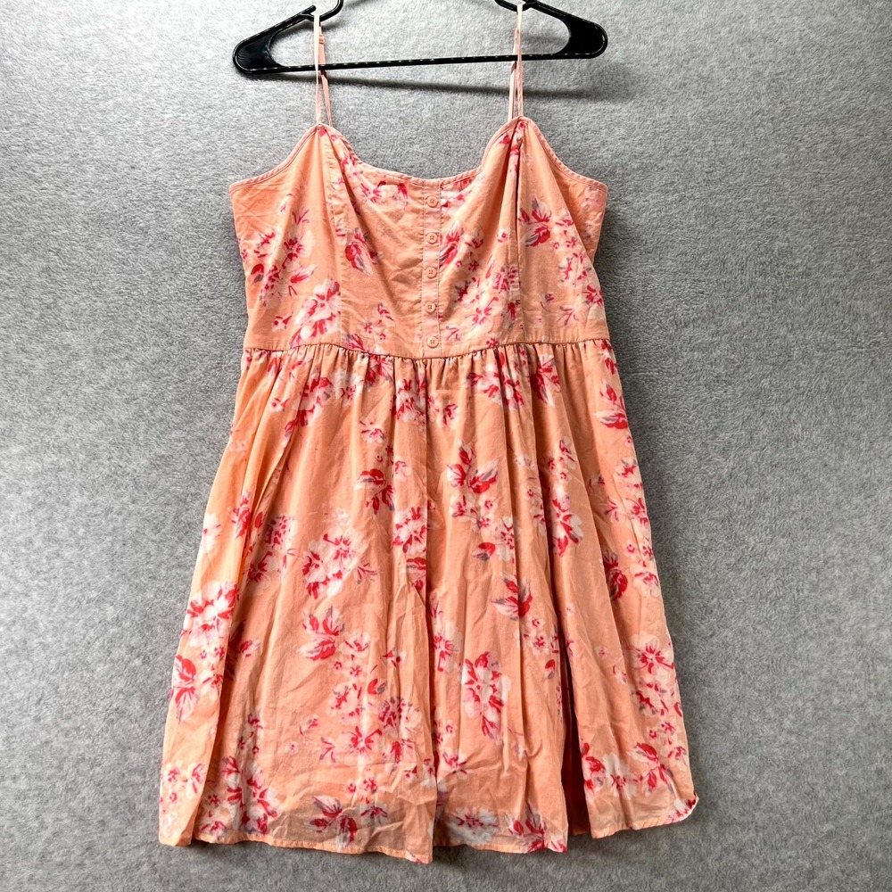 Lauren Conrad Sundress Women 16 Peach Floral Spaghetti Strap Summer Smocked Back